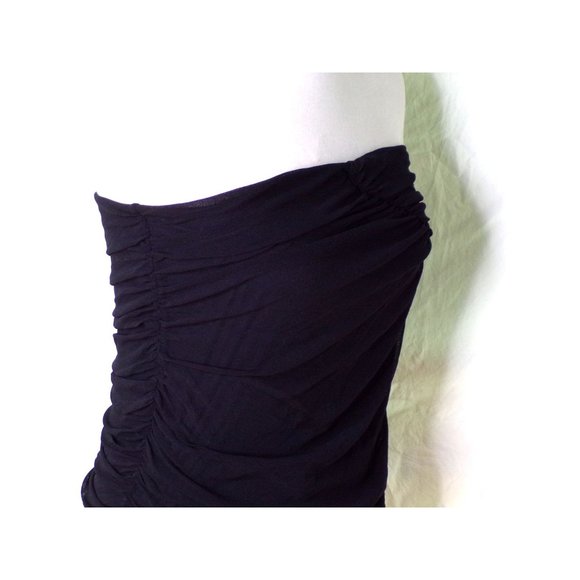 FUZZI Jean Paul Gaultier Bandage Strapless Ruched Mesh Dress Black Large 8-10 - Picture 3 of 9